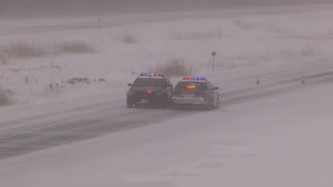 Strathroy, Canada February 11 2014 Blizzard crash and pileup in snow squalls Stock Footage 335721079