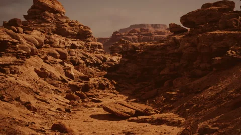 Stratified canyon formations serve as perfect geological exploration spots Stock Footage 331521371
