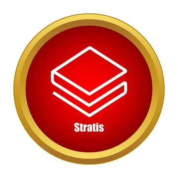 Stratis cryptocurrency blockchain icon in red circle Stock Illustration