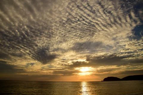 Stratus Cloud Sunset Over Ocean 写真素材