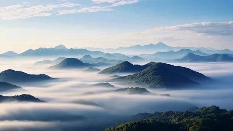 Stratus Clouds Settling in Forested Mountains | 4K Cinematic 20s Timelapse Loop Stock Footage 305015574