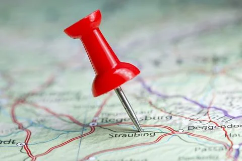 Straubing, Germany pin on map Stock Photos