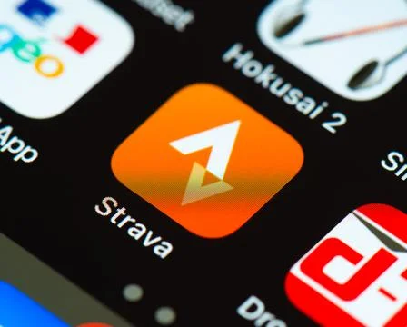 Strava app icon on Apple iPhone screen Foto stock