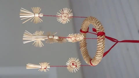 Straw amulet in the form of angels Stock Footage 169603652