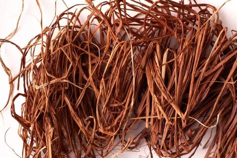 Straw background texture on white scattered Stock Photos