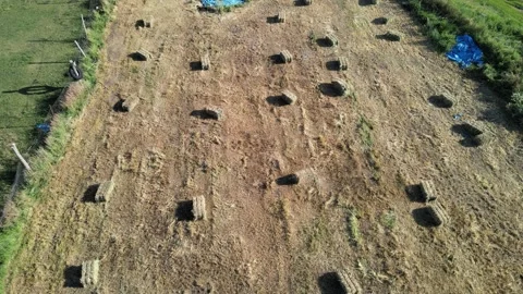 Straw bales fields Stock Footage 240733720