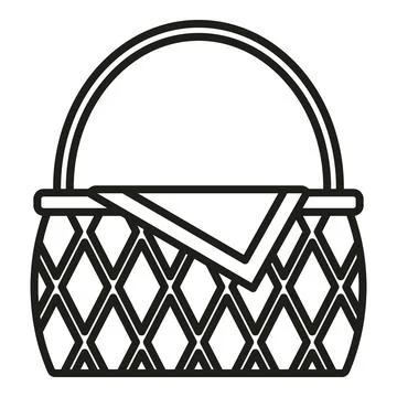 Straw basket icon outline vector. Picnic hamper Stock Illustration