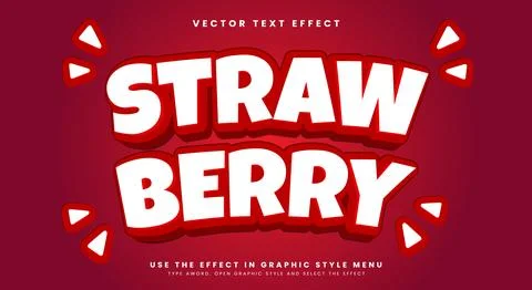Straw berry 3d editable text effect template Stock Illustration