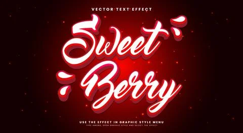 Straw berry 3d editable text effect template Stock Illustration