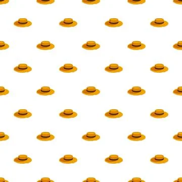 Straw boater hat repeating pattern background 库存插图