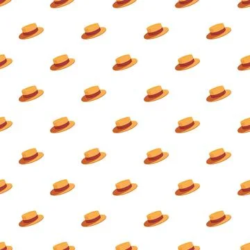 Straw boater hats seamless pattern for summer fashion Stock Illustration