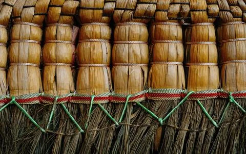 Straw broom 스톡 사진