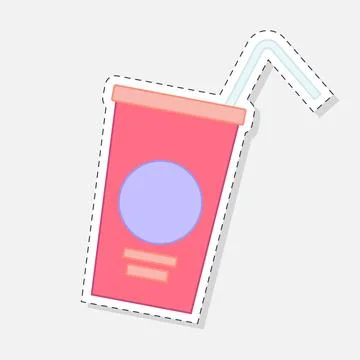 Straw cup sticker Stock Illustration
