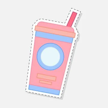 Straw cup sticker Stock Illustration