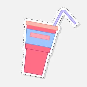 Straw cup sticker Stock Illustration