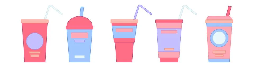 Straw cups set Stock Illustration