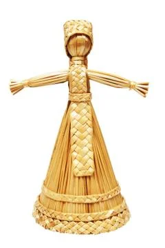 Straw doll over white background Stock Photos