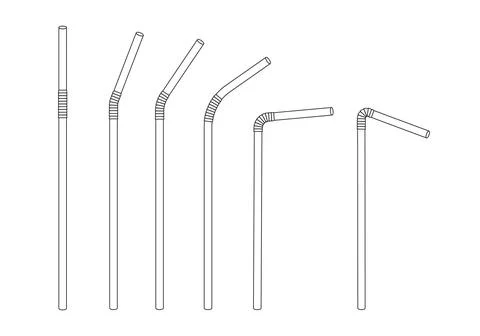 Straw drink beverage collection vector set Stock Illustration