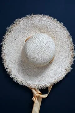 Straw hat on a background Stock Photos