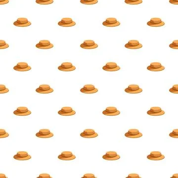 Straw hat headwear seamless pattern background on white Stock Illustration