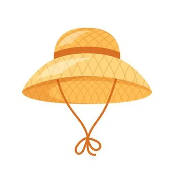 Straw hat icon in flat style. Summer headgear vector illustration on isolat.. 스톡 일러스트