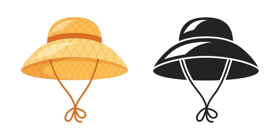 Straw hat icon in flat style. Summer headgear vector illustration on isolat.. 스톡 일러스트