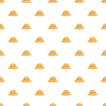 Straw hat pattern creating seamless summer accessory background Stock Illustration
