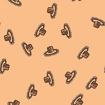 Straw hat redneck vector seamless pattern Stock Illustration