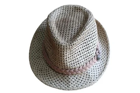 The straw hat retro designed on isolated background Stock Photos