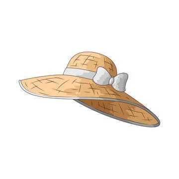 Straw hat with ribbon bow illustration Stock Illustration