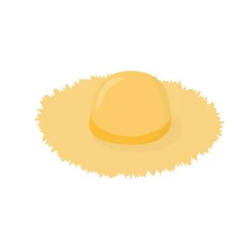 Straw hat with ribbon Stock Illustration