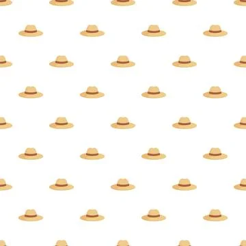 Straw hat seamless pattern representing summer vacation style Stock Illustration