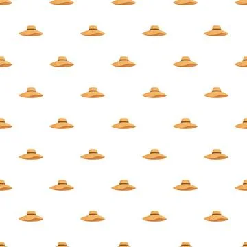 Straw hat seamless pattern representing summer and vacation fashion Stock Illustration