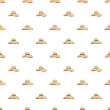 Straw hat seamless pattern representing summer fashion accessories Stock Illustration