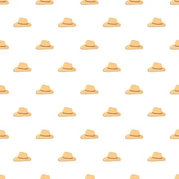Straw hat seamless pattern for summer vacation fashion Stock Illustration