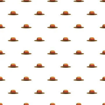 Straw hat seamless pattern on white background Illustrazione stock