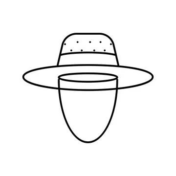 Straw hat summer line icon vector illustration Stock Illustration