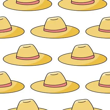 Straw hat Summer pattern Protect head sun Stock Illustration