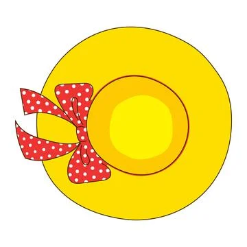 Straw hat, sun hat with a bow hand drawn illustration Stock Illustration