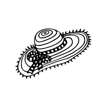 Straw hat for sun protection. Create shade in warm weather. Summer time beach Stock-Illustration
