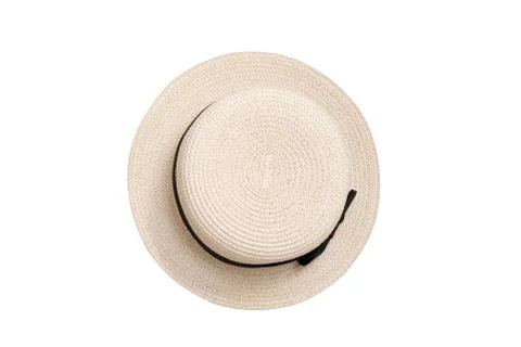 Straw hat. Top view. Isolate on white background. Stock-Fotos