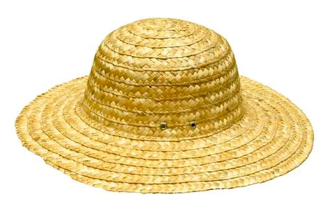 Straw hat on white Stockfoto's