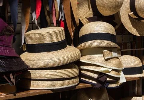 Straw hats Foto stock
