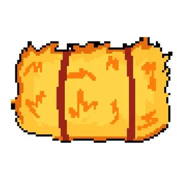 Straw haystack pixel art vector illustration Stock Illustration