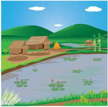 Straw hut at countryside vector design Stock Illustration