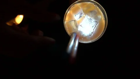 Straw Inserted Into Cocktail Overhead Vídeos de archivo 87454099