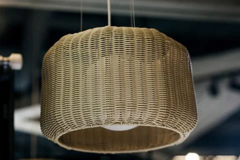 Straw lampshade Foto stock