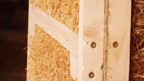 Straw panel frame construction technology. Stock Footage 126775236