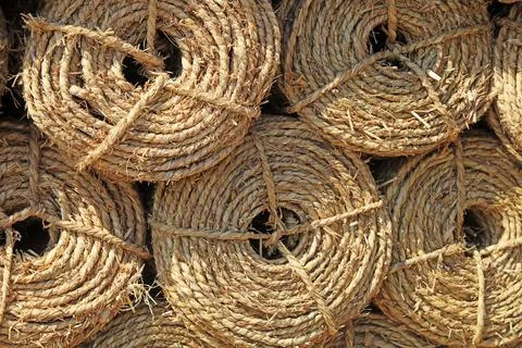 Straw rope piled up Stock Photos
