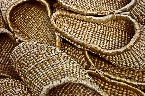 Straw slippers Stock Photos